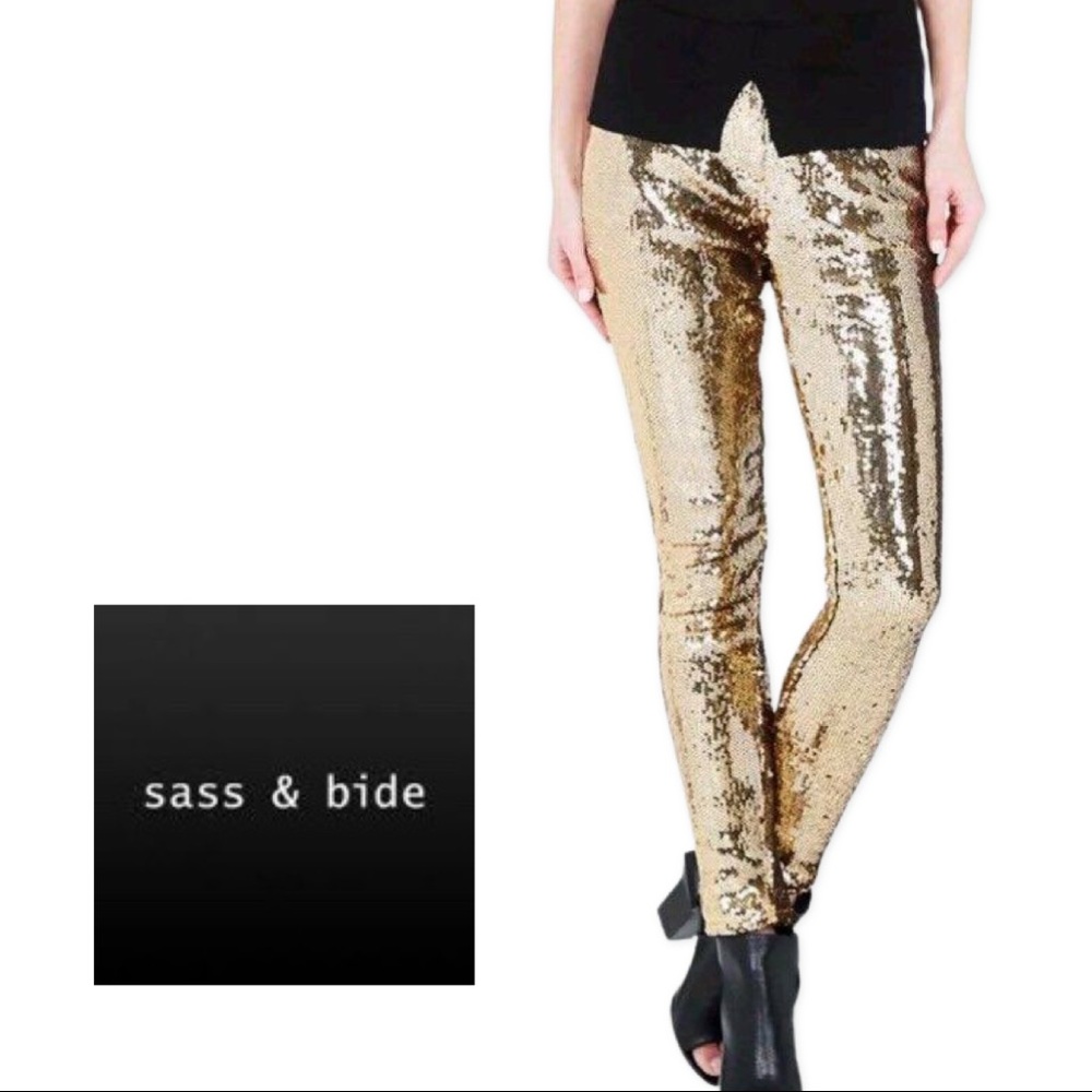 SASS & BIDE SEQUIN PANTS SIZE 36 / small
